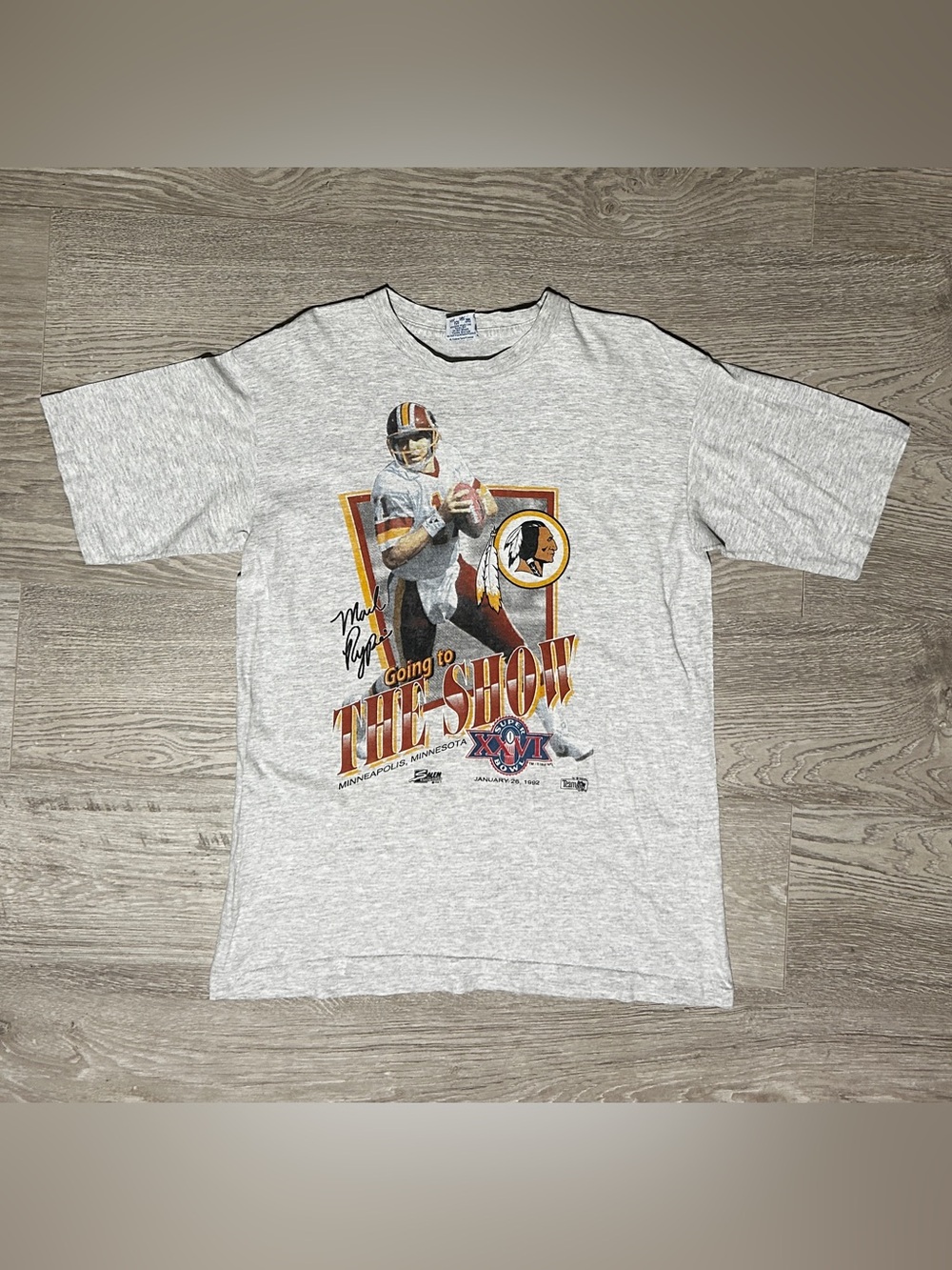 1992 Washington Redskins “Going to the Show” Vintage Mens Super Bowl T-Shirt